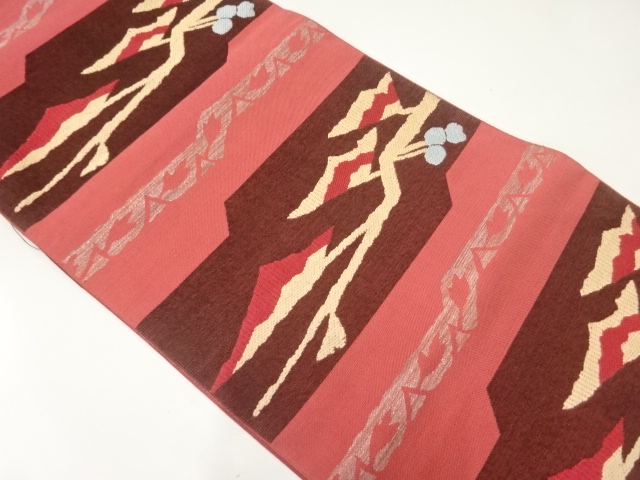 アンティーク　枝の実模様織出し名古屋帯（着用可）